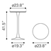 Auray 23"W x 23"L Bar Table - White and Gold - ZUO6505