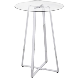 Zanella 30" Round Glass Top Bistro Bar Table - Chrome 