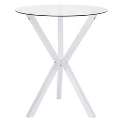 Denali 35" Round Glass Top Bistro Bar Table - Chrome 