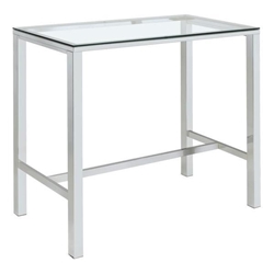 Tolbert 46"W x 22"L Rectangular Glass Top Pub Bar Table - Chrome 