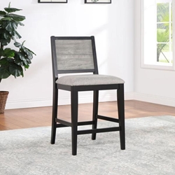 Elodie Wood Counter Chair Grey and Black - Grey Fabric - Set of 2 