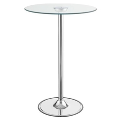 Thea 28" Round Glass Top LED Bistro Bar Table - Chrome 