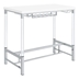 Norcrest 47"W x 22"L Bar Table with 6 - Bottle Wine Rack and 4 Glassware Holders - White High Gloss Top and Silver Finish Base