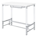 Norcrest 47"W x 22"L Bar Table with 6 - Bottle Wine Rack and 4 Glassware Holders - White High Gloss Top and Silver Finish Base - COA1739