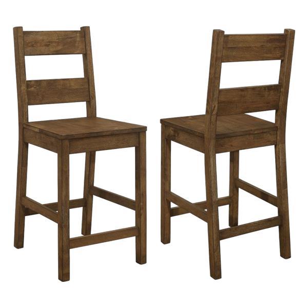 Coleman Wood Counter Chair with Straight Profile Seat - Rustic Golden Brown Finish Frame - Set of 2 