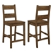 Coleman Wood Counter Chair with Straight Profile Seat - Rustic Golden Brown Finish Frame - Set of 2 - COA1848