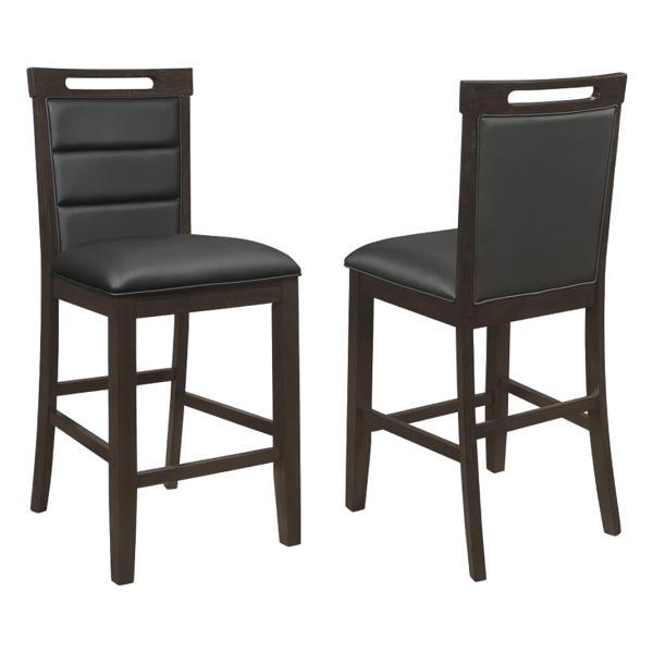 Prentiss Upholstered Counter Chair Cappuccino - Black Leatherette Fabric - Set of 2 