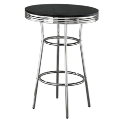 Retro 30" Round 1950s Bistro Pub Height Bar Table - Black 