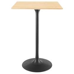 Lippa 28" Square Wood Grain Bar Table - Black Natural 