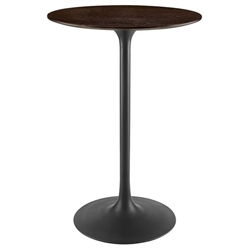 Lippa 28" Round Wood Grain Bar Table - Black Cherry Walnut 