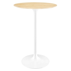 Lippa 28" Round Wood Grain Bar Table - White Natural 