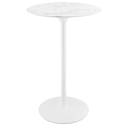 Lippa 28" Round Artificial Marble Bar Table - White 