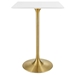 Lippa 28" Square Wood Top Bar Table - Gold White - MOD4676