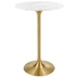 Lippa 28" Artificial Marble Bar Table - Gold White