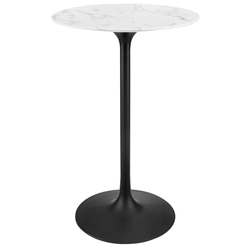 Lippa 28" Round Artificial Marble Bar Table - Black White 