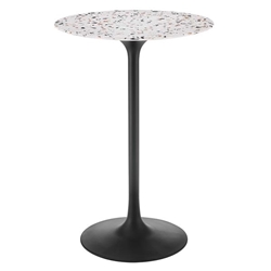 Lippa 28" Round Terrazzo Bar Table - Black White 