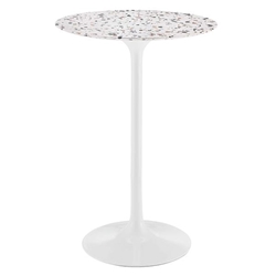 Lippa 28" Round Terrazzo Bar Table - White White 