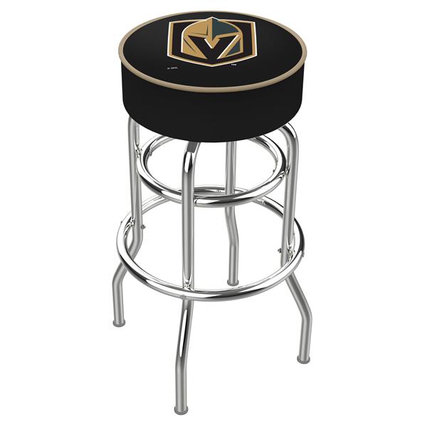 Vegas Golden Knights Cushion Seat with Double-Ring Chrome Base Swivel 25-Inch Counter Stool 