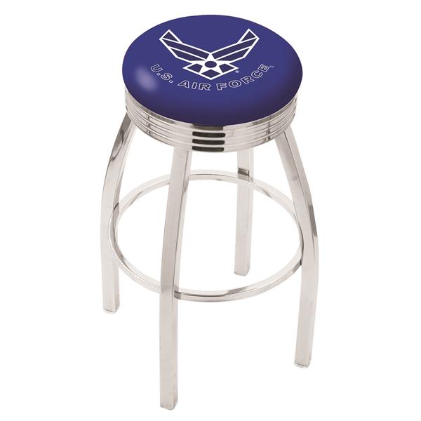 L8C3C U.S. Air Force 30-Inch Swivel Bar Stool with Chrome Finish 